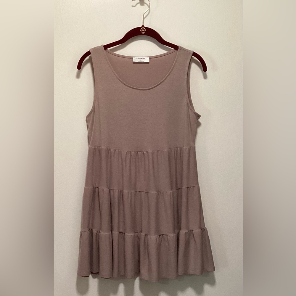 Zenana Tan Tiered Sleeveless Top